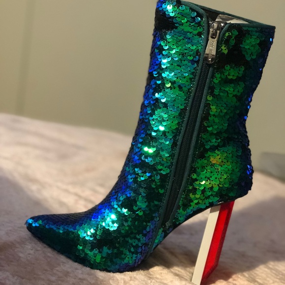 Cape Robbin Shoes - Sequin Reflector Heel Booties